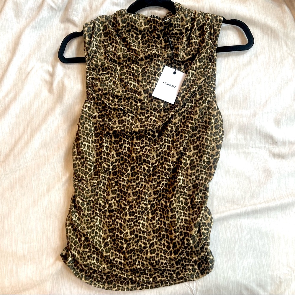 Miaou ‘Cam’ Chic Leopard Print Sleeveless Top, NEW - Picture 5 of 16